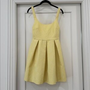 Zara Light Yellow Jacquard Dress Medium